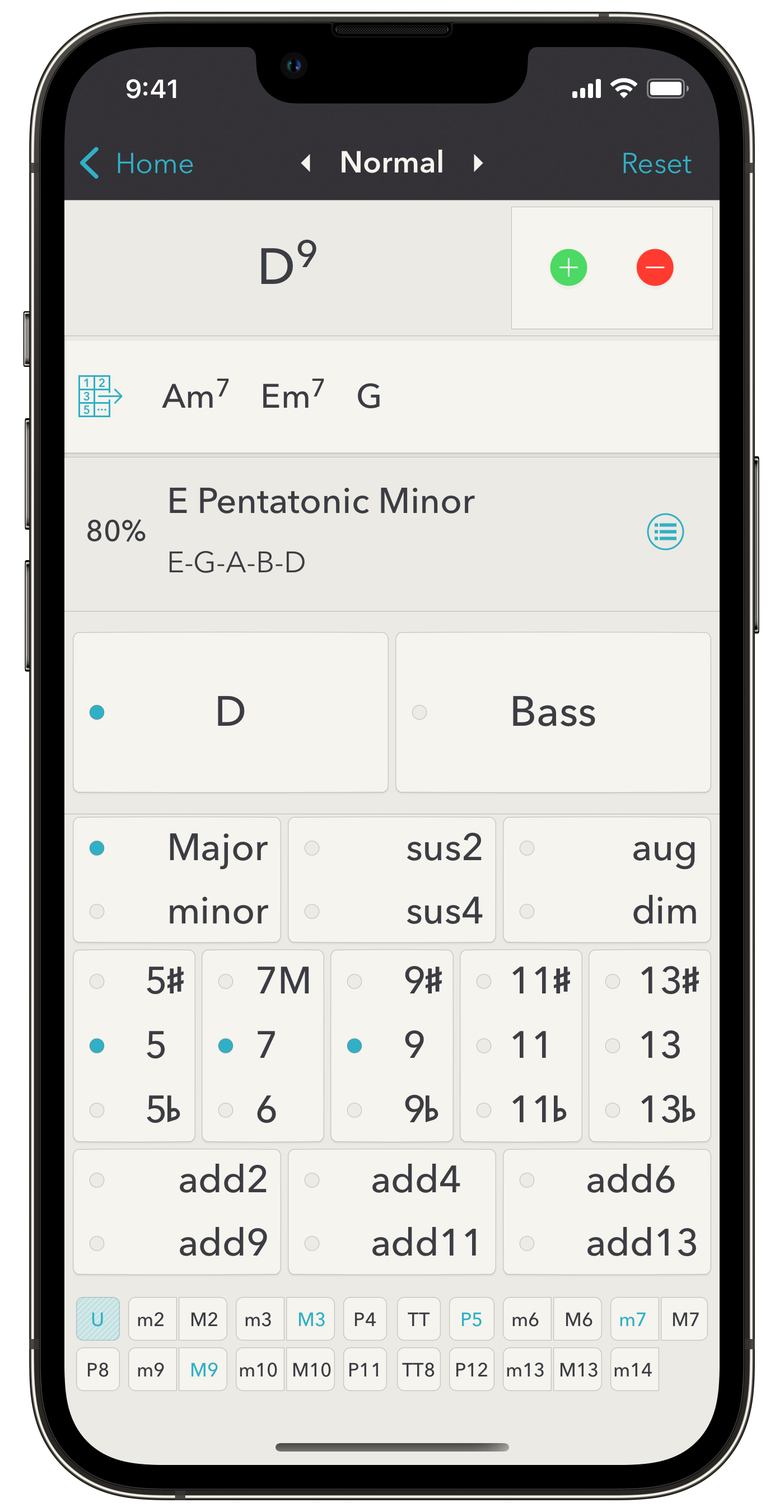 Chords harmonization on iPhone
