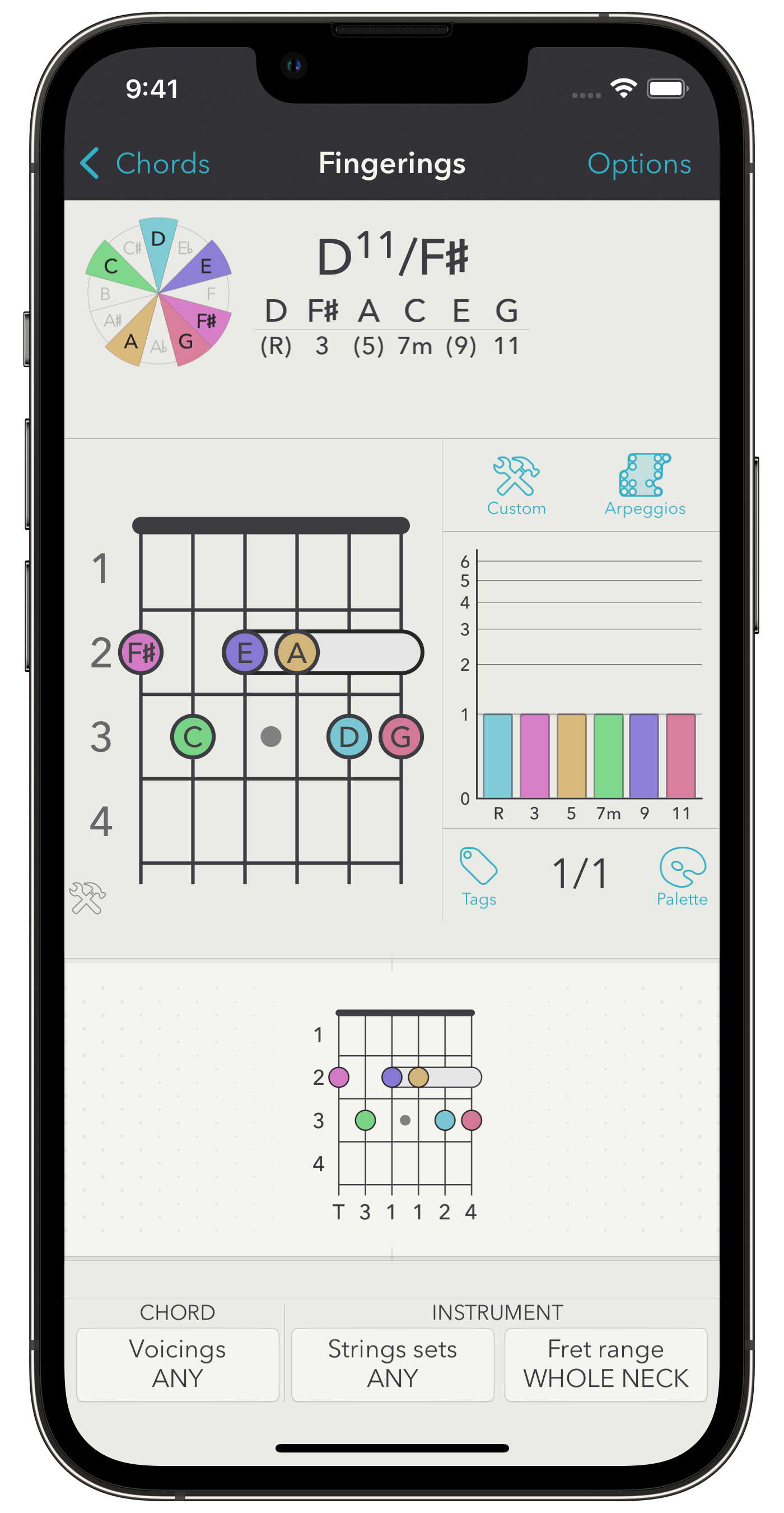 Custom chord fingerings