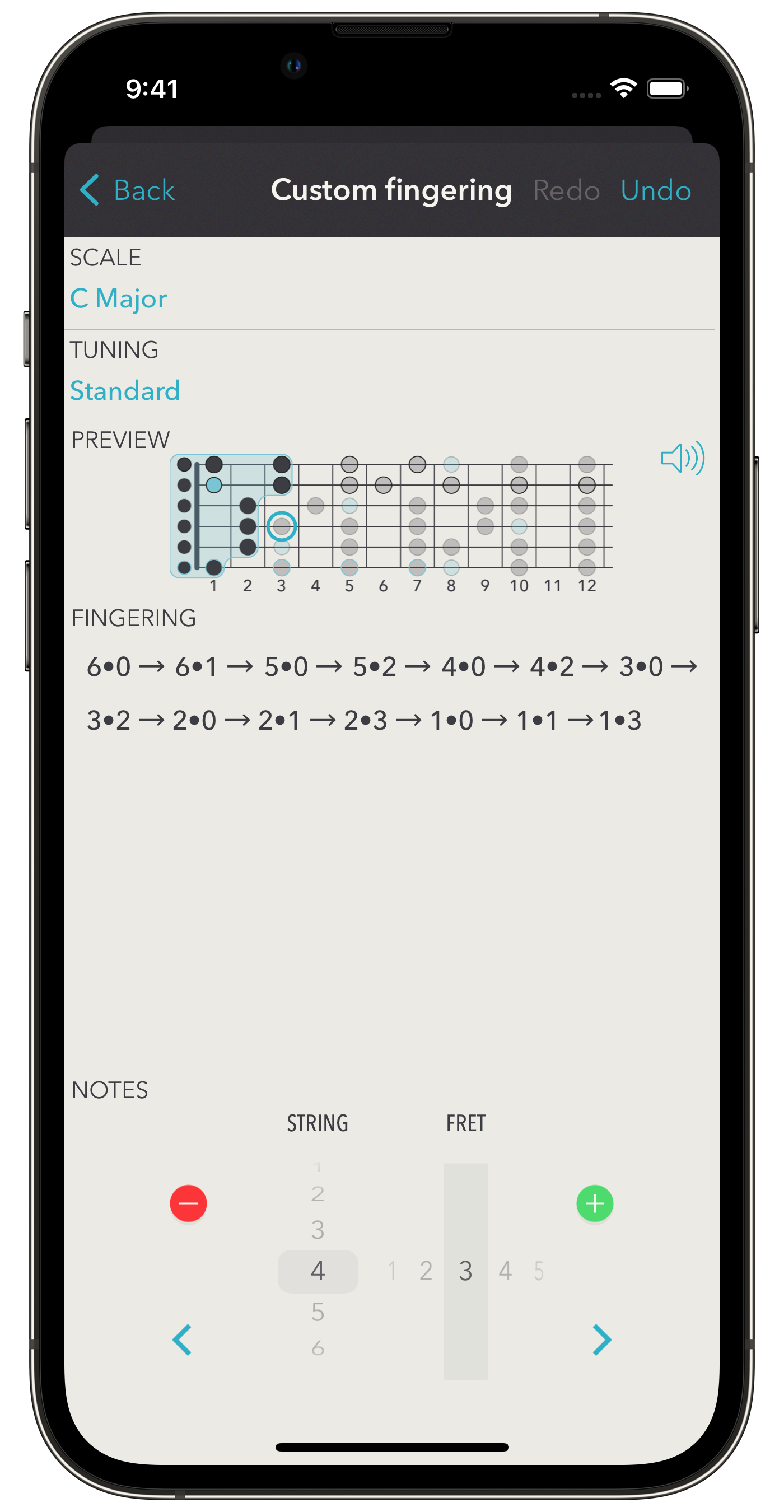 Custom scale fingering edition